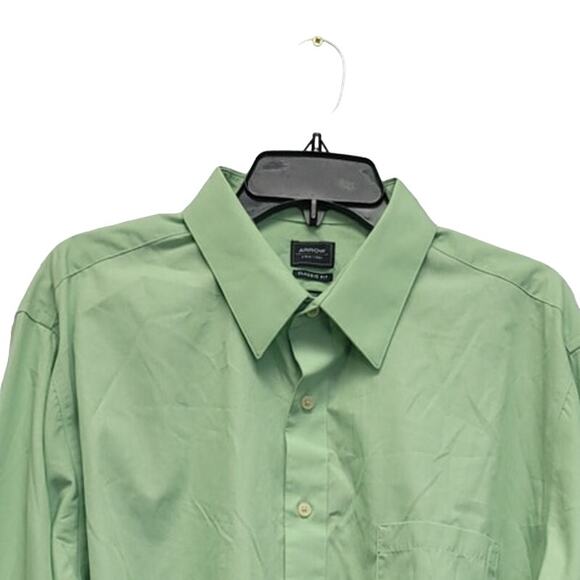 Arrow Mens XL Light Green PolyCotton Long Sleeve Button Up Shirt w Front Pocket - Picture 2 of 4